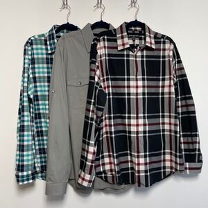Express Modern Fit Mens M Long Sleeve Button Down Shirt‎ Lot of 3 Plaid Gray